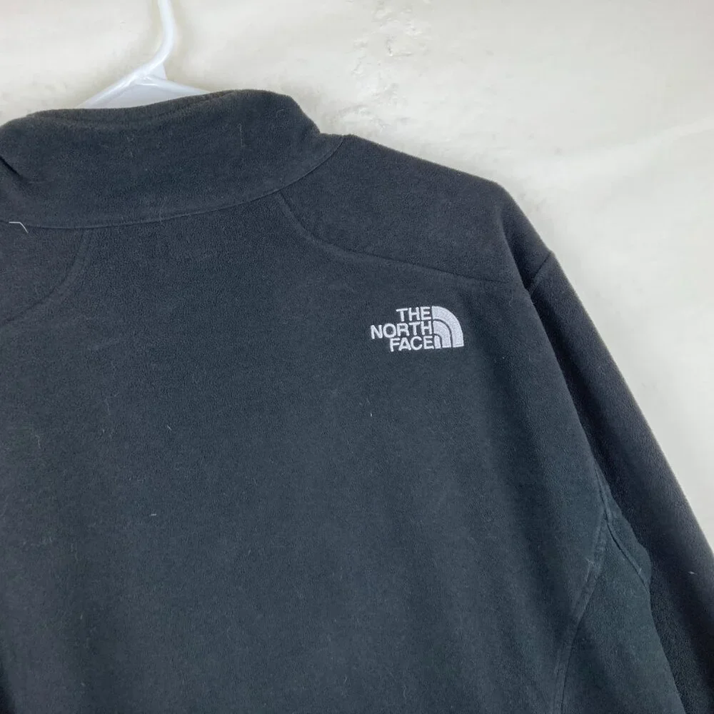 The North Face Men Sz M Black Fleece Full Zip Jacket Embroidered Logo Zip Pocket
